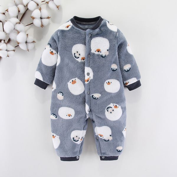 

rompers autumn winter born baby clothes dinosaur print boy romper warm infant girl soft fleece jumpsuit pajamas 221125, Blue