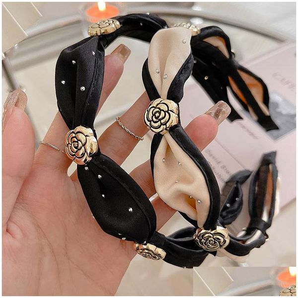

headbands headband high end temperament camellia hair hoop female autumn and winter new skl face washing hairpin sense h dhgarden dhy69, Silver