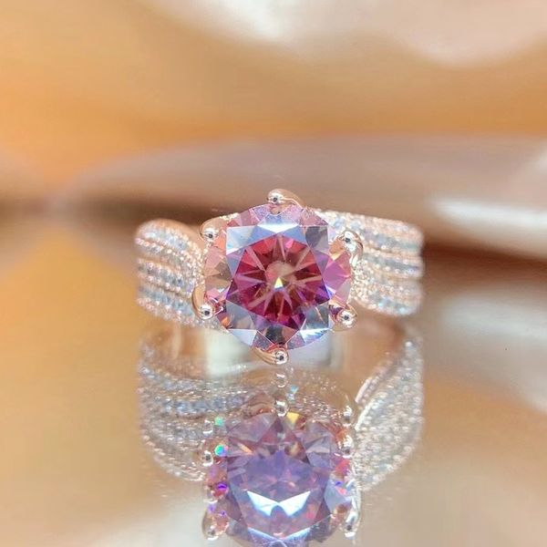 

solitaire ring luomansi 3 9mm red moissanite with gra certificate 100% s925 silver girl jewelry anniversary gift 221119, Golden;silver