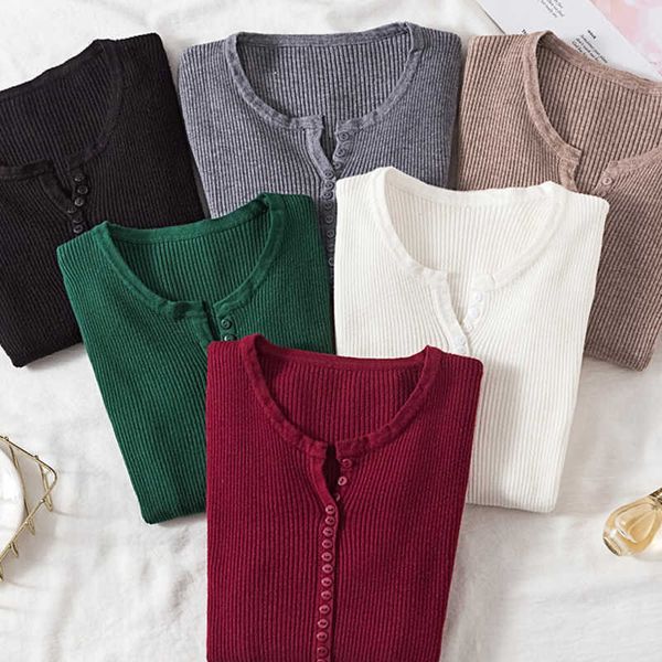 

women's sweaters jmprs vhals sweater women basic autumn slim knitted jumper long sleeves button soft elastic female new j220915, White;black