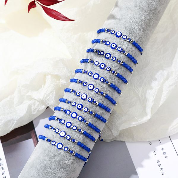 

lucky enamel blue turkey evil eye bracelet handmade rope woven bracelets woman men jewelry, Golden;silver
