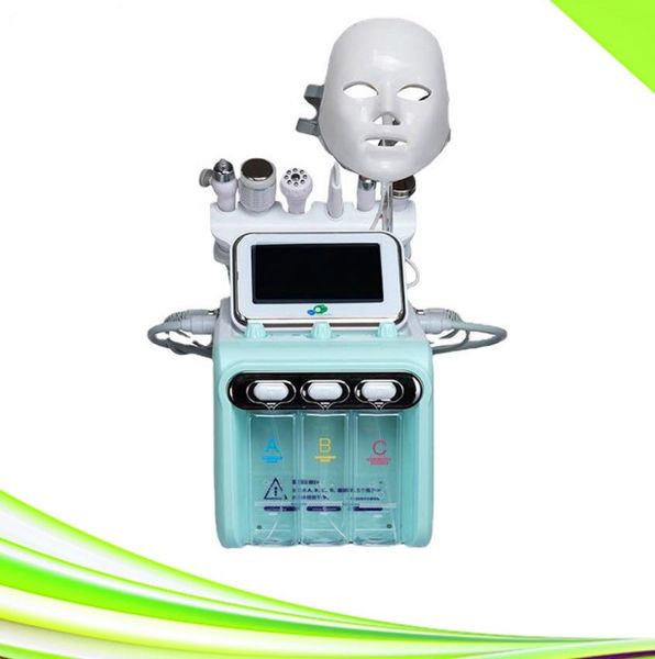 

7 in 1 oxygen jet facial tightening aqua peel machine rf pdt led light skin whitening mask hydra dermabrasion cleaning white hydradermabrasi, Black;white