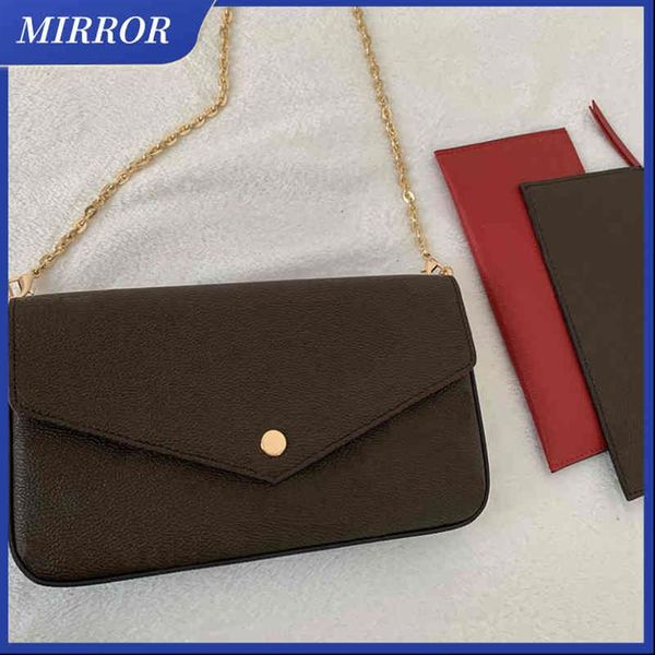 

mirror luxury l leather chain bag wallet card bag shoulder messenger purse in stock258g