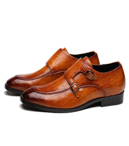 

men dress shoes formal wedding crocodile pattern leather shoes retro brogue business office man loafers 4 colors4123438, Black