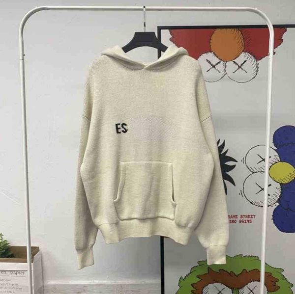 

ess hoodie turtleneck jumpers loose sweaters casual knits hoody lazy style for men women essentials lightweight sweatshirts cw051, Black