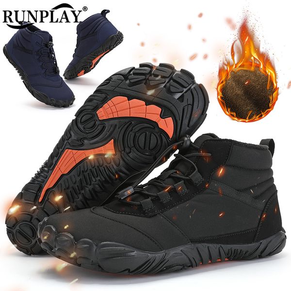 

dress shoes winter snow boots for men women keep warm cotton outdoor hiking plush high ankle big size 47 man sneakers 221125, Black