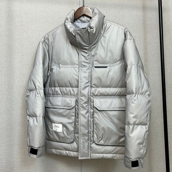 

men's down parkas men white duck down jacket fashion loose versatile thickened warm stand collar winter down coat large pocket tooling, Black