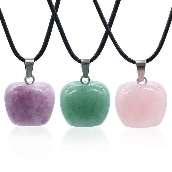 

wholesale natural crystal apple shape pendant necklace apple jewelry teachers appreiation gift for mentor coach, Silver