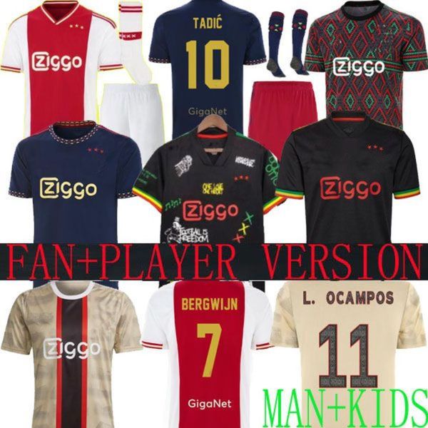 

21 22 23 tadic ajaxs soccer jerseys bergwijn 7 football shirt home .ocampos 11 blind haller neres special kids kit third pre training unifo, Black;yellow