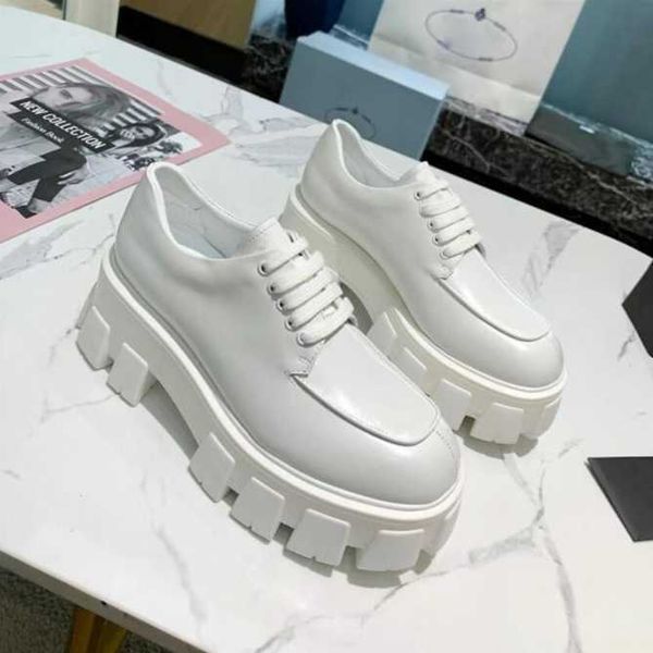 

designer shoes loafers men women platform sneakers rubber black shiny leather chunky round head sneaker thick bottom shoe size 35