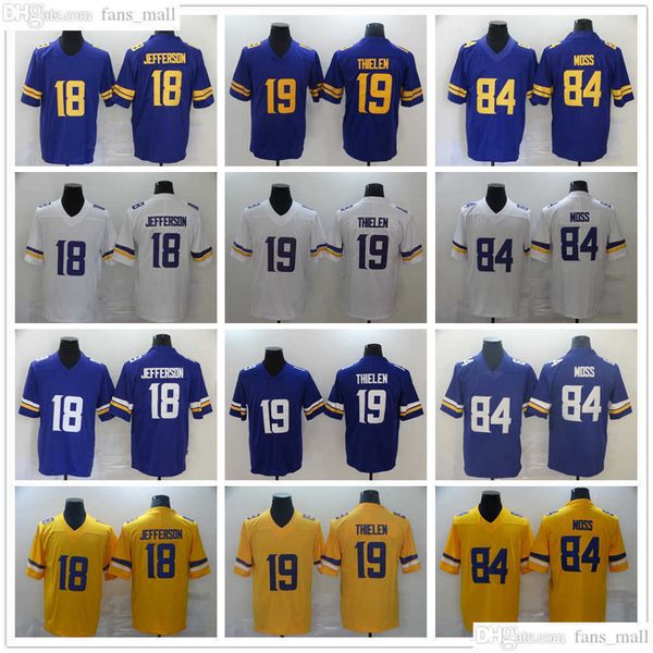 

2022 new football jerseys 84 randy moss 18 justin jefferson 19 adam thielen stitched jersey, Black;red