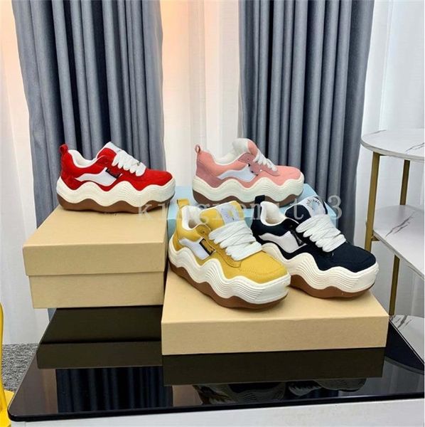 

designer heyday sneakers casual shoes men women wavy bread shoes thick soled rubber trainers canvas shoe stitching sneaker lace up size 35-4, Black