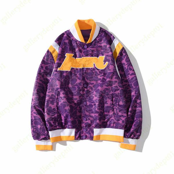

bomber jacket windbreaker varsity coat purple baseball designer jackets windbreak shark thickened zip cardigan stand collar letter print, Black;brown