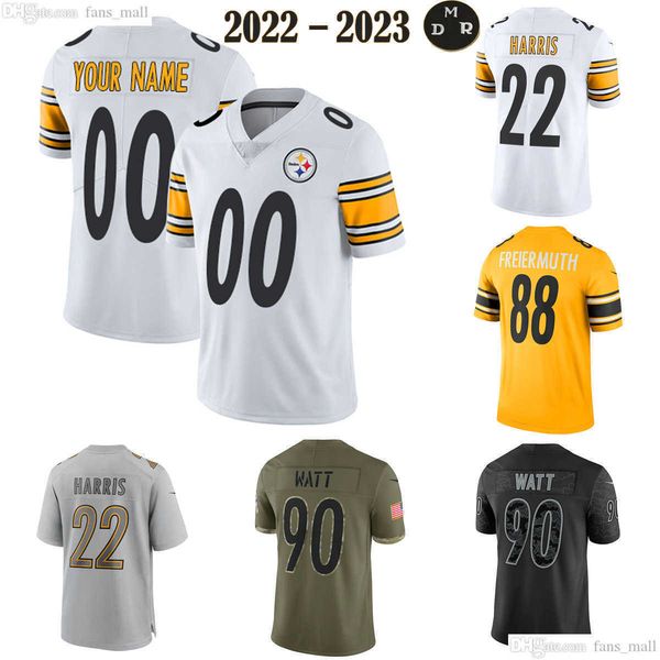 

football custom pittsburgh''steelers''90 t.j. watt ahkello witherspoon miles killebrew levi wallace fitzpatrick edmunds, Black;red