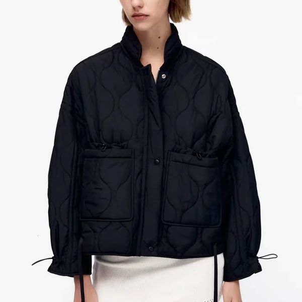 

women's down parkas autumn vintage black v neck singlebreasted clothes female coat streetwear long sleeve 221124