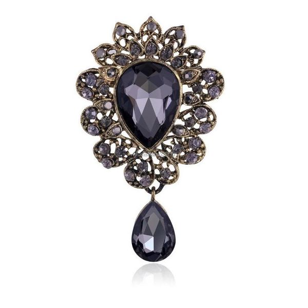 

pins brooches red blue crystal brooch water drop dress suit brooches cor women fashion jewelry gift delivery dhc0v, Gray