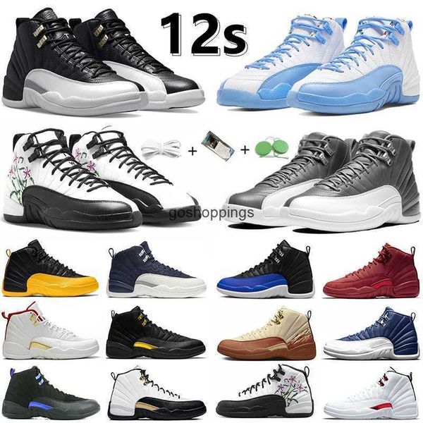 

jumpman 12 12s men retro basketball shoes muslin university blue playoffs high black taxi varsity red floral royal flu game indigo mens