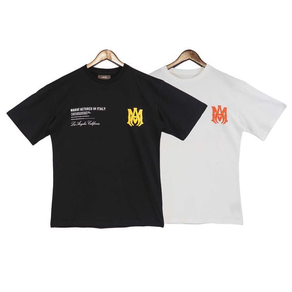 

t-shirt for men amii fashion short sleeve cotton designer shirtsfw2022 autumn winter men's street bombing poster letter print round n 0, White;black