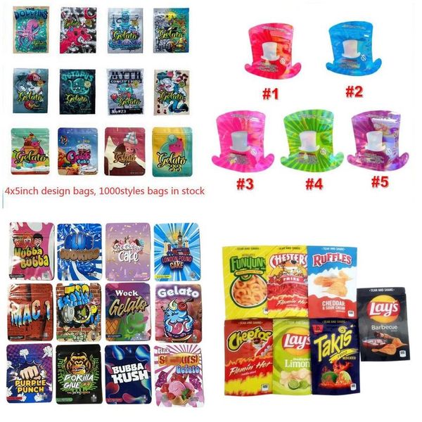 

packing bags edibles 1/8oz mylar 3.5 dollfins gelato myth empty 3.5g smell proof resealable candy storage 33 cake baggies packaging ot9bh