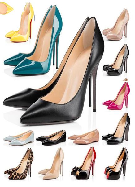 

2022 fashion red high heels shoes bottom for women party wedding triple black nude yellow pink glitter spikes pointed toes pumps d6702256