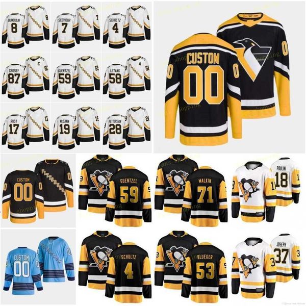 

87 sidney crosby penguin 2022-23 reverse retro jersey bryan rust jake guentzel rickard rakell kris letang jeff carter evgeni malkin kasperi&, Black;red