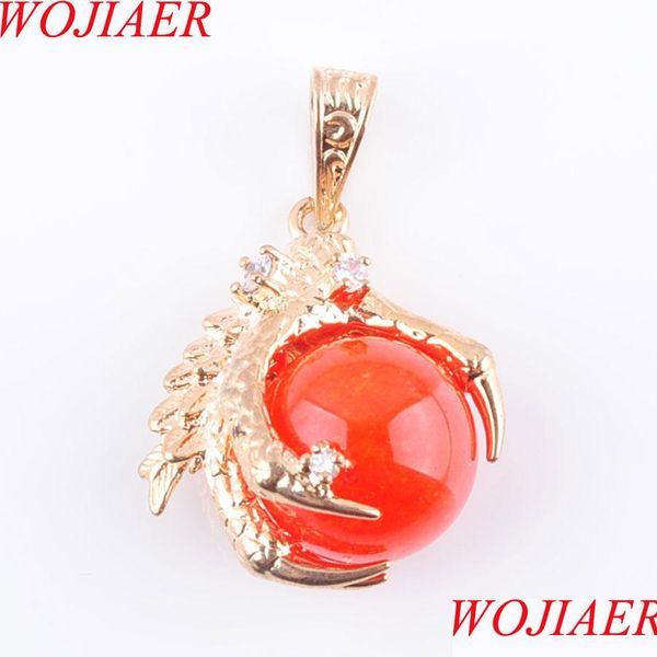 

pendant necklaces natural red jade gem stone round bead dragon claw gold pendant necklace jewelry n3103 drop delivery necklaces penda dhjyo, Silver