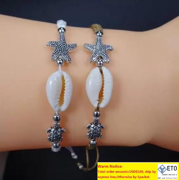 

european and american bracelet creative starfish shell bracelet small turtle starfish hand bracelet, Golden;silver
