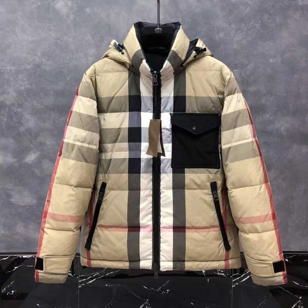 

reversible men's designer down hooded jacket letters women's winter coats parka thick men outerwear clothes outdoor jacket with zi, Black