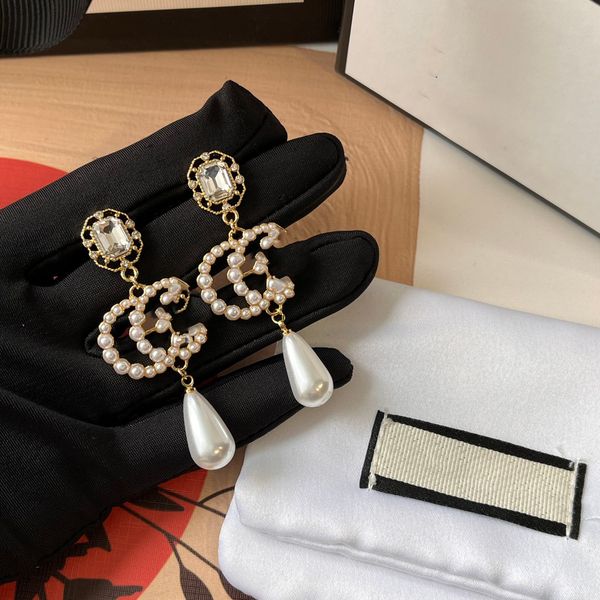 

women brand designer studs brass crystal little bee water drop shaped pearl fashion copper long earrings engagement jewelry lady party gifts, Golden;silver
