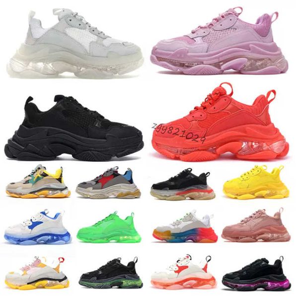 

luxurys designers classic men trainers original triple s shoes beige white black pink green blue yellow paris 17 fw crystal bottom women dv5