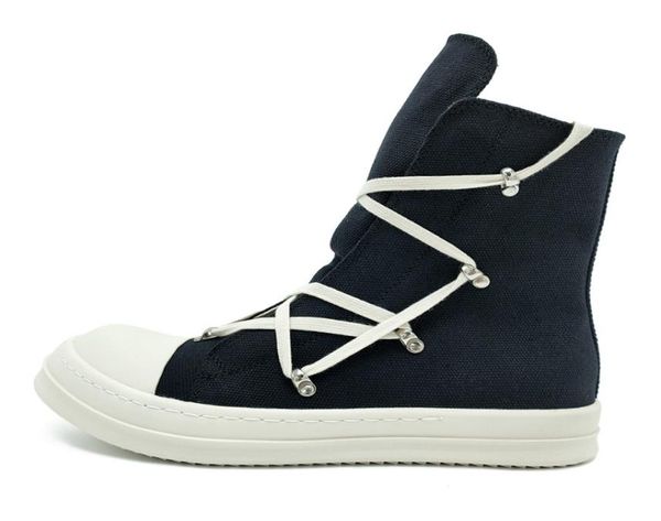 

rick hiphop ro owens highwoman shoes men039s canvas thicksoled leather sports for women women039s winter boots7438854, Black