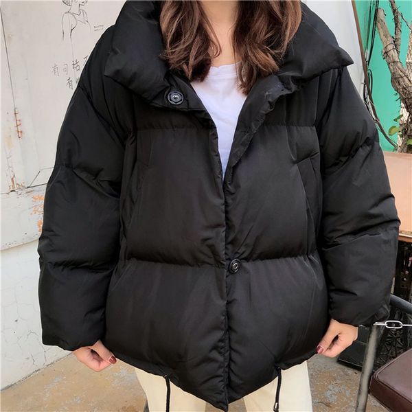 

women's down parkas winter women's coat korean fashion standcollar quilted thickened bf style loose cotton bread clothes student c, Black
