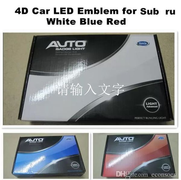 

car led badges led emblem 4d light white blue red rear logo lights 140x73mm