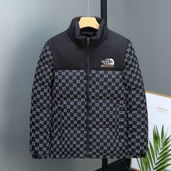 

designer luxury classic winter men jackets women down fashion hip hop cap pattern print coats outdoor warm casual coat, Black