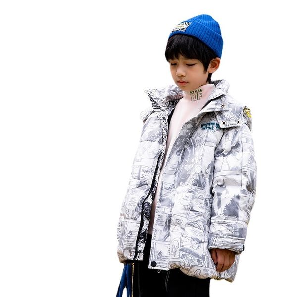 

down coat fashion down jacket for boys winter thick warm hooded coat children's clothes for teens letter print casual snowsuit 414 y 2, Blue;gray