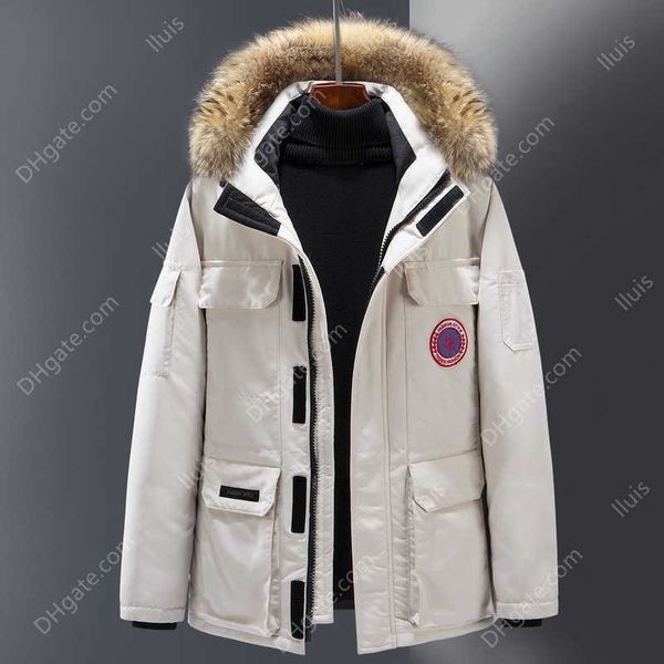 

designer winter trend down thickened hooded youth fashion men's jacket, Black