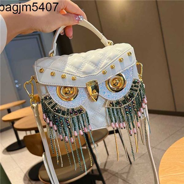 

owl handheld tassel bag leather fashion personality versatile network red one shoulder crossbody small fragrant rhombic
