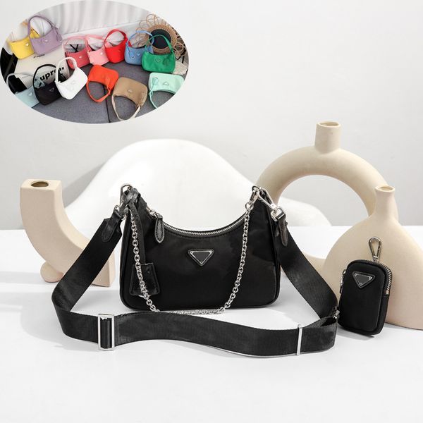 

2023 fashion black nylon shoulder messenger bag for women luxury handbag hobo designer with mini pocket brand female car wallet crossbody ba