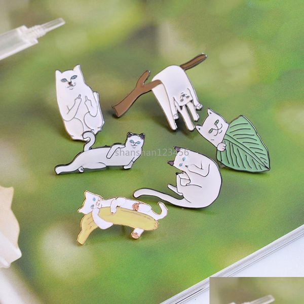 

pins brooches animal cat brooch pins enamel cartoon lapel pin for women men dress co fashion jewelry drop delivery dhgv0, Gray
