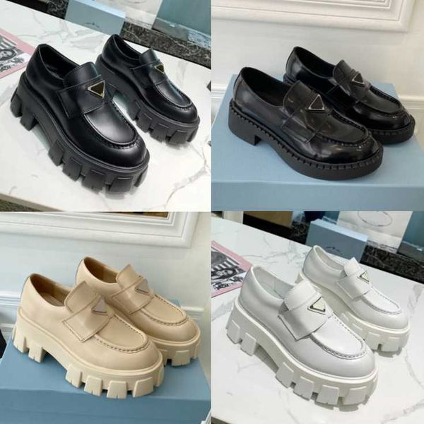 

new designer shoes soft cowhide men women platform sneakers loafers rubber black white shiny leather chunky round head sneaker thick bottom