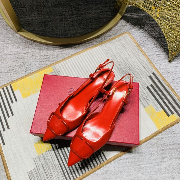 

2022 brand women's sandals rivet high heels 8cm stiletto red wedding bridal shoes leather metal buckle single rivet pointed shoes size, Black