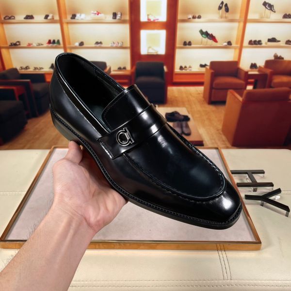 

2023 mens dress shoes designer office genuine leather flats male brand party wedding business oxfords size 38-44, Black