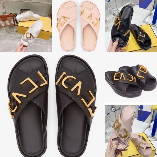 

new slippers fashion platform sandals metal buckle luxury flats cross vintage youth cowhide non-slip deodorant breathable beach flip-flops 3, Black