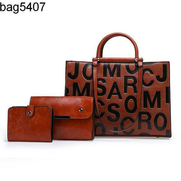 

tote bsg factory wholesale and retail women's bag 2023 new letter embossed large capacity three piece handheld one shoulder crossbody