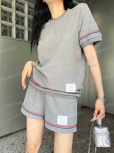 

womens two piece pants classic preppy logo colorful web short sleeve t-shirt and shorts 2 piece set luxury women designer clothing 0912, White