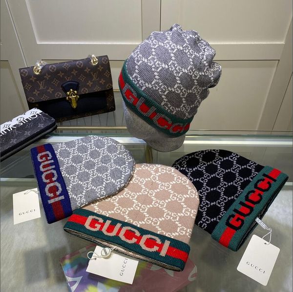 

2022 luxurys gucci classic designer autumn winter style beanie hats men and women fashion universal knitted cap autumn wool outdoor warm sku, Blue;gray