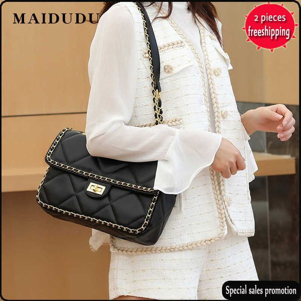 

designer bags maidudu women's bag 2022 new fashion soft leather crossbody small fragrance rhombic chain handheld shoulder