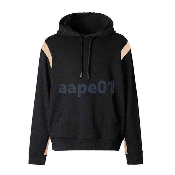 

22ss vintage hoodie plaid hoodies fashion men women sweatshirt pullover long sleeve casual mens hoodie size m-xxl, Black