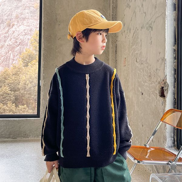 

cardigan kid boys clothes fashion jacquard sweater autumn winter thick warm pullover teens clothing casual knitted 8 10 12 14 yrs 221125, Blue