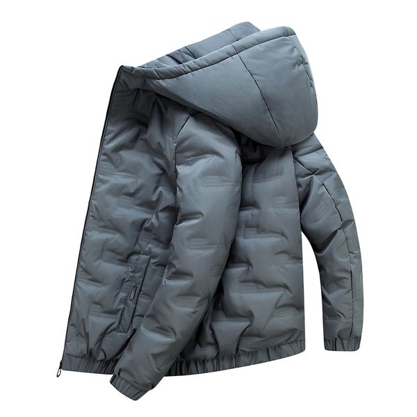 

men's down cotton jacket winter new youth thick hooded bread suit, Black